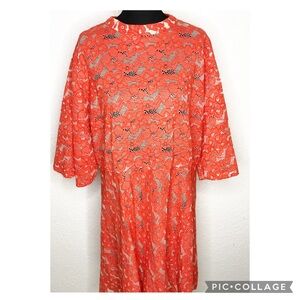 ASOS Curve red orange floral lace dress size 24 NWT